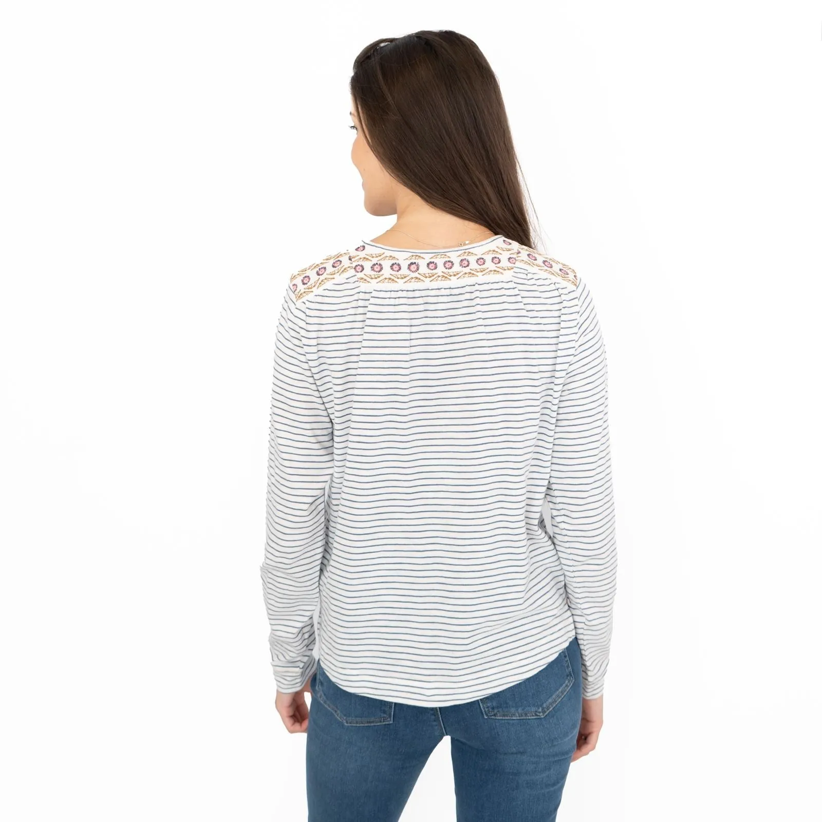White Stuff Lorenna Embroidery Long Sleeve Jersey Tops