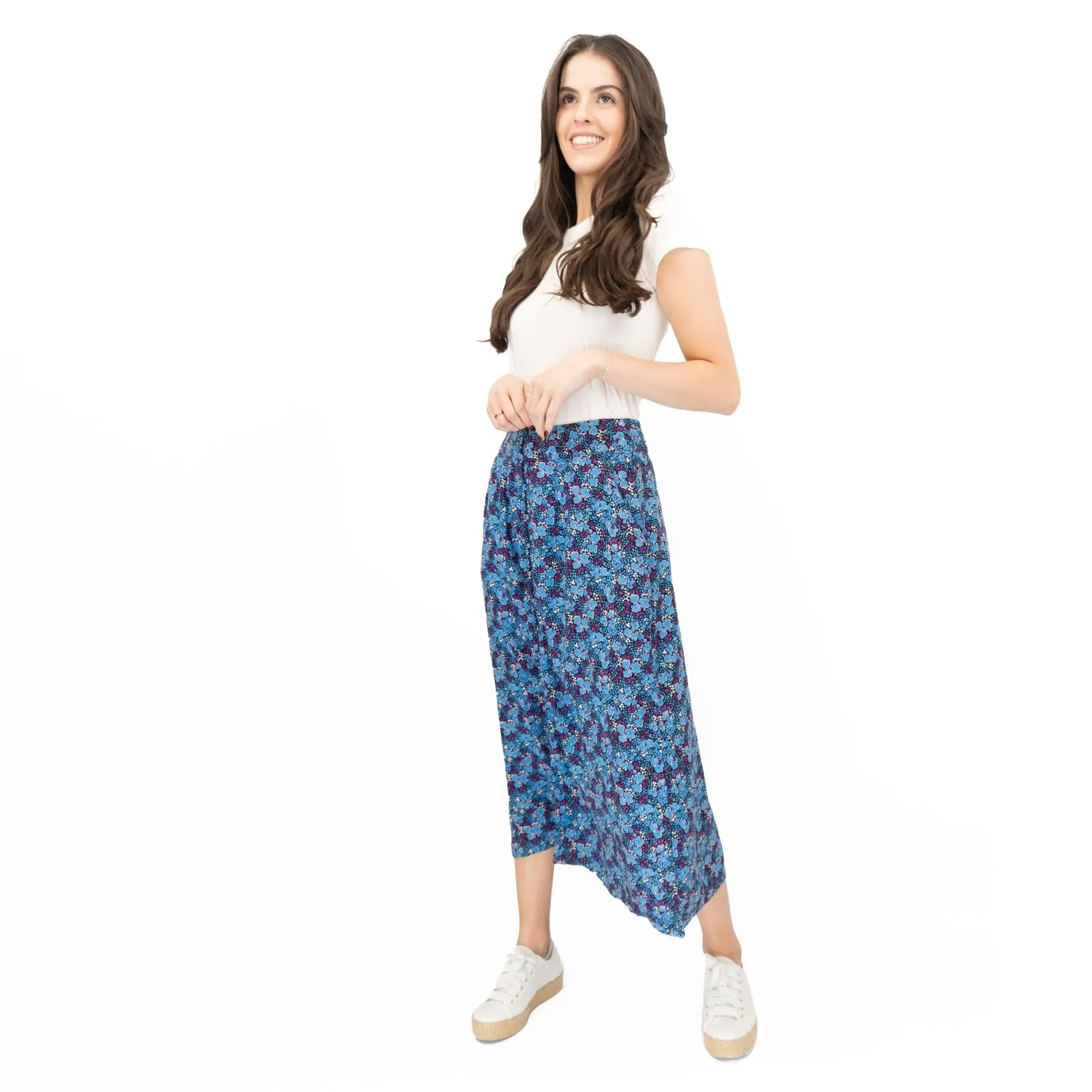White Stuff Purple Floral Longer Length Midi Skirt
