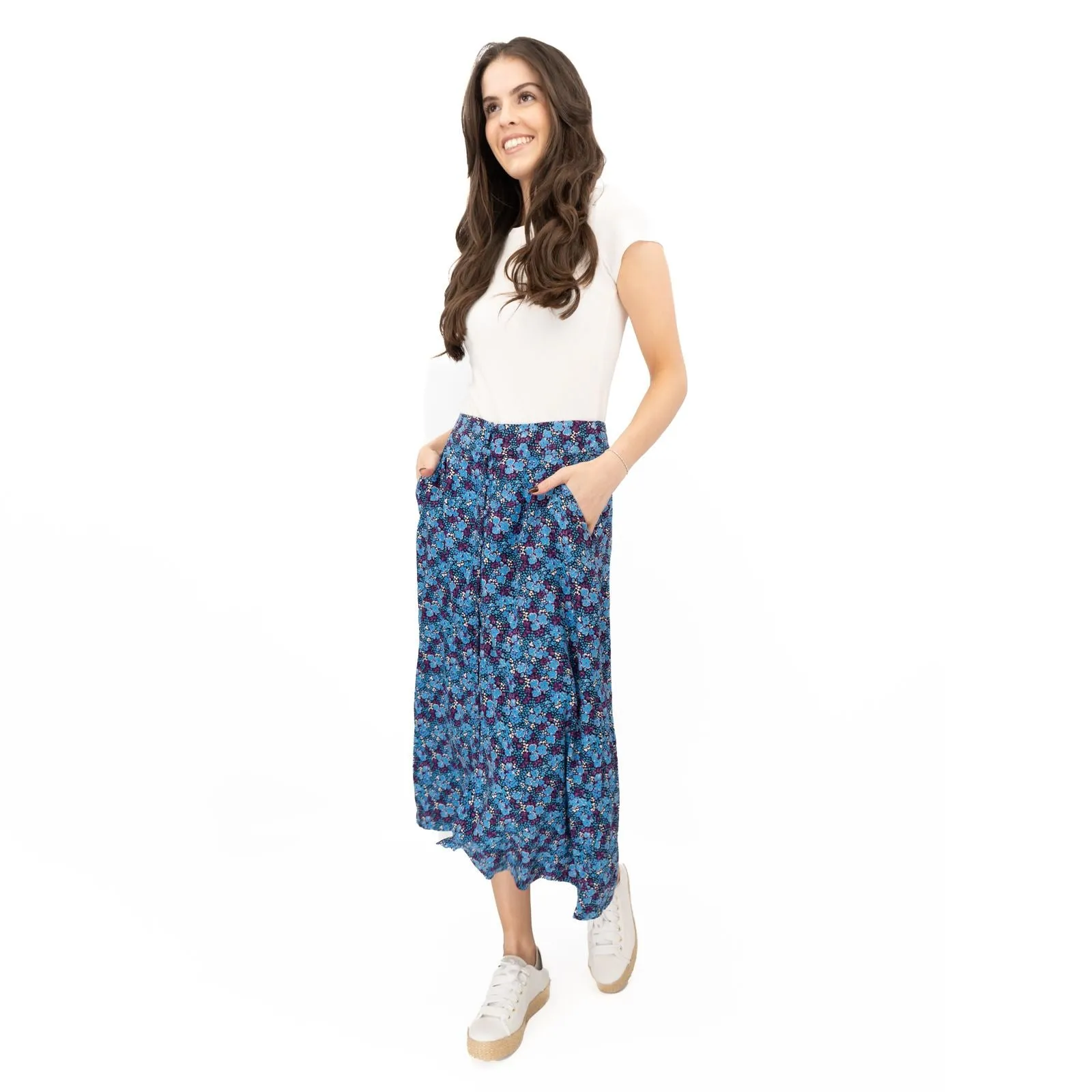 White Stuff Purple Floral Longer Length Midi Skirt