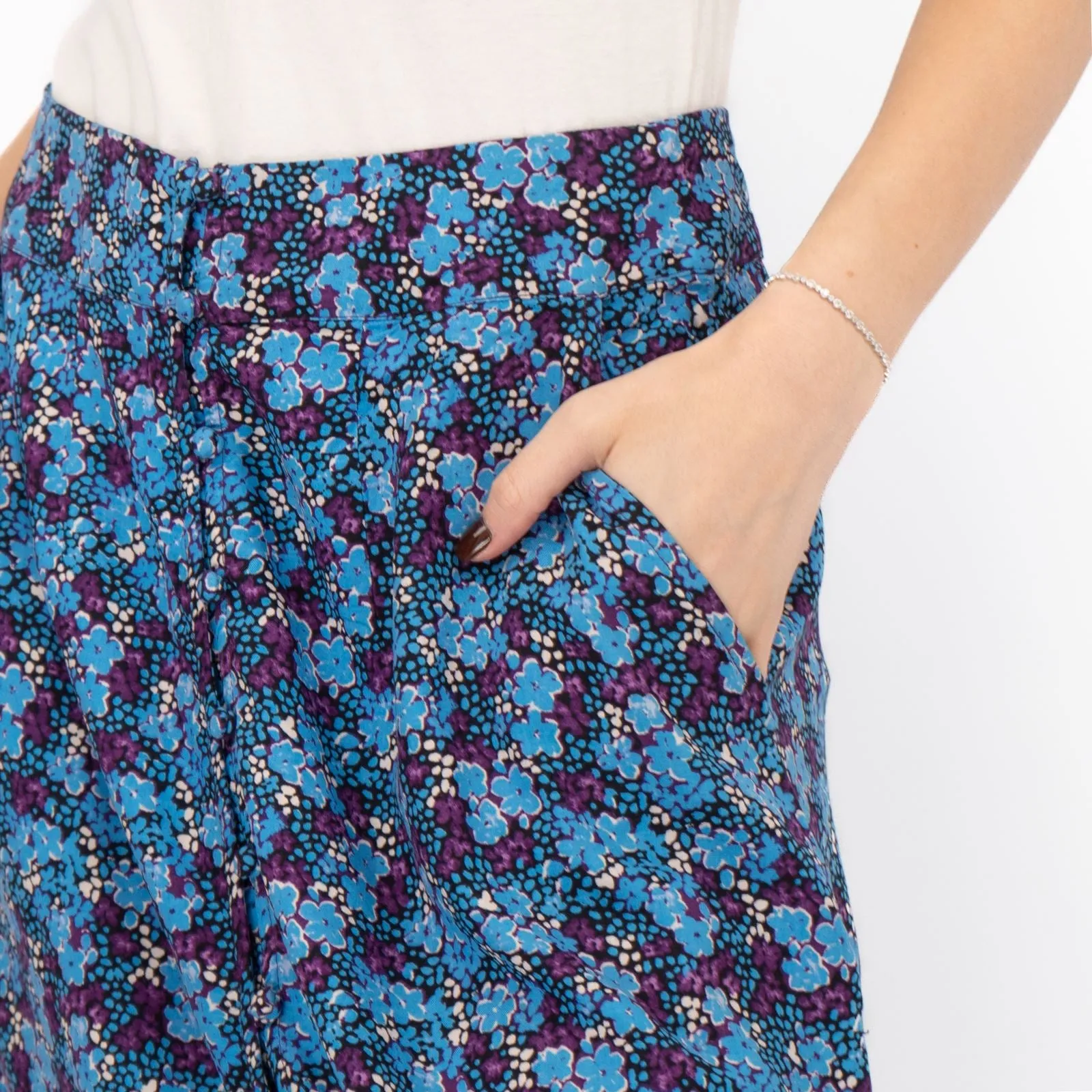 White Stuff Purple Floral Longer Length Midi Skirt