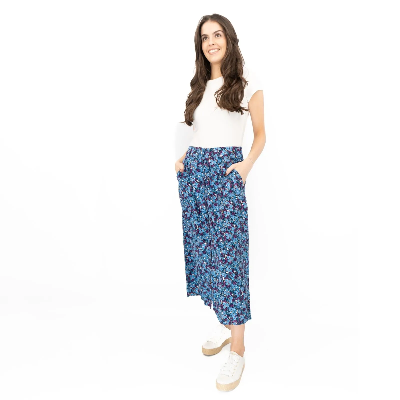 White Stuff Purple Floral Longer Length Midi Skirt