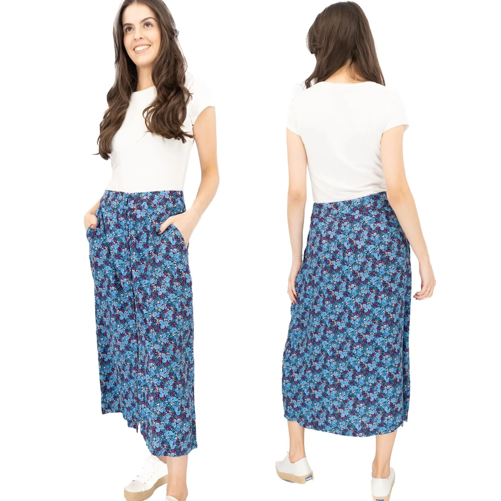 White Stuff Purple Floral Longer Length Midi Skirt