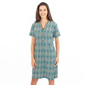 White Stuff Tammy Geo Print Short Sleeve Summer Cotton Jersey Dress