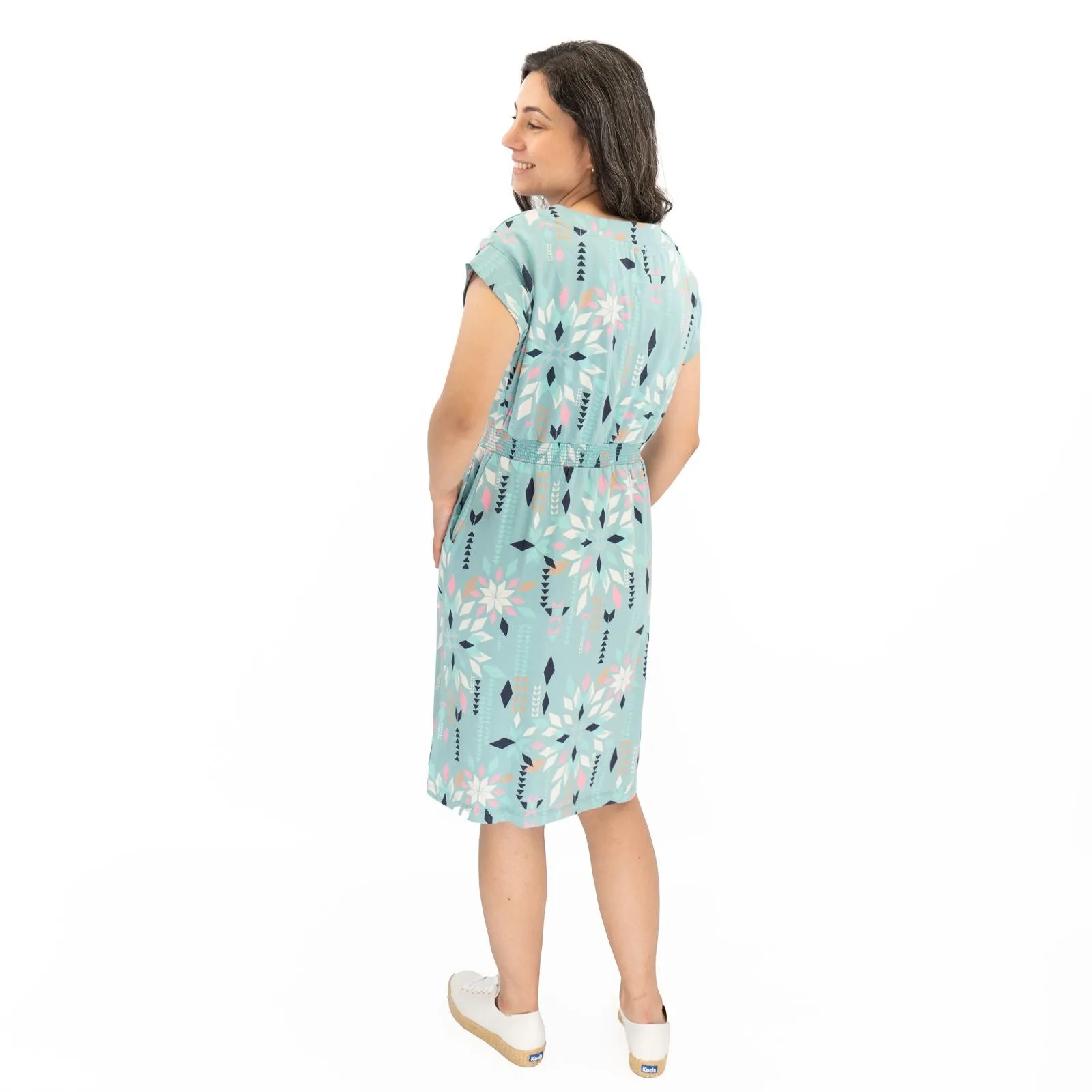 White Stuff Teal Blue Penny Cotton Jersey Dress