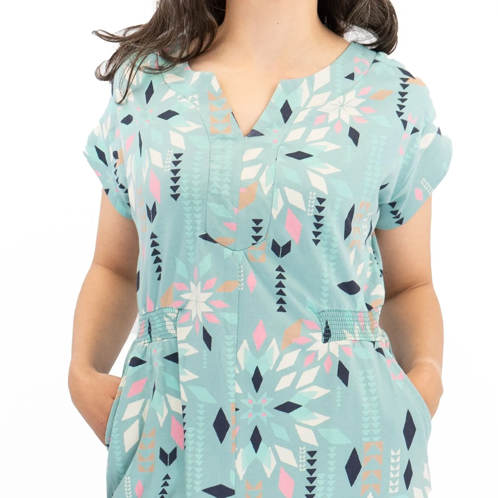 White Stuff Teal Blue Penny Cotton Jersey Dress