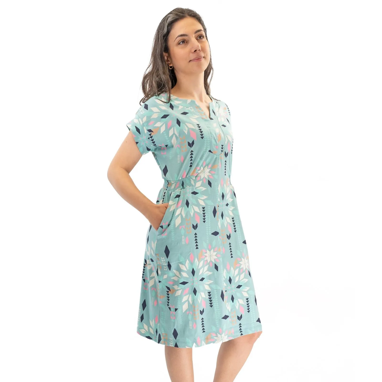 White Stuff Teal Blue Penny Cotton Jersey Dress
