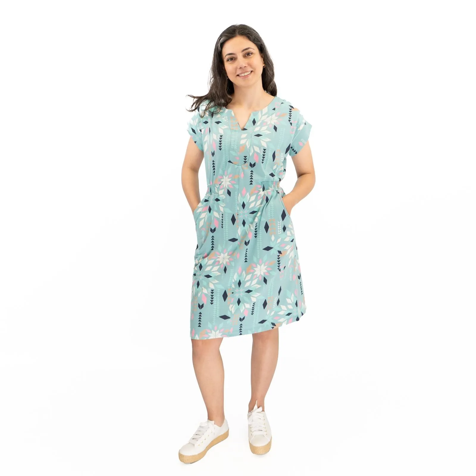 White Stuff Teal Blue Penny Cotton Jersey Dress
