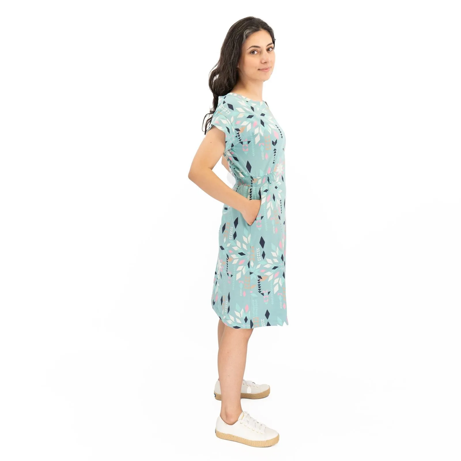 White Stuff Teal Blue Penny Cotton Jersey Dress