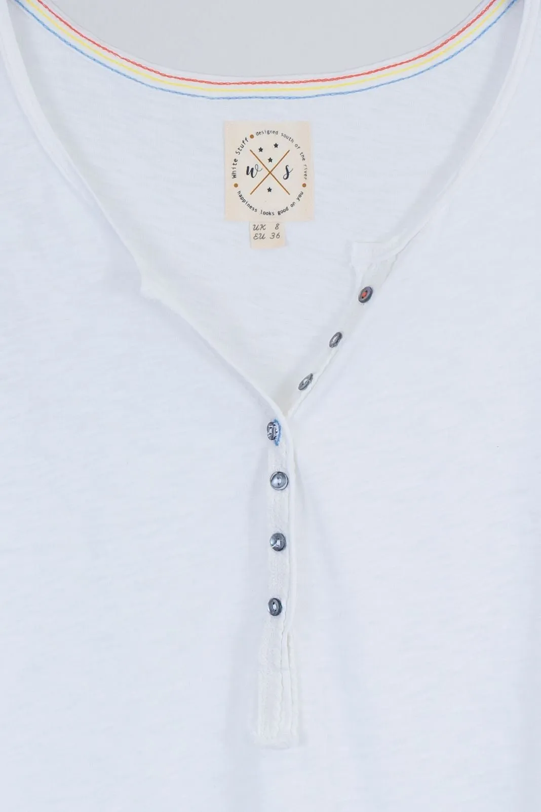 White Stuff Vest Sleeveless Button Up Cotton Jersey Cami Top