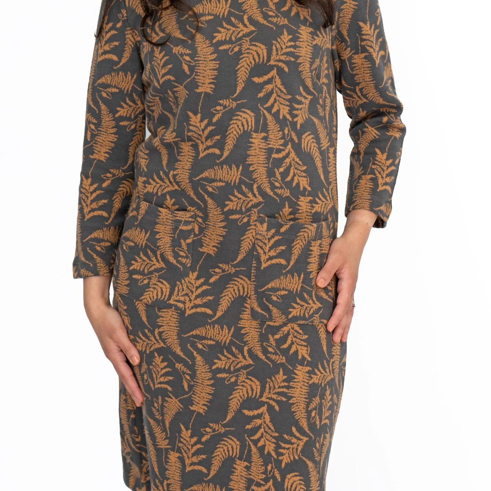 White Stuff Willow Grey Leaves Dress