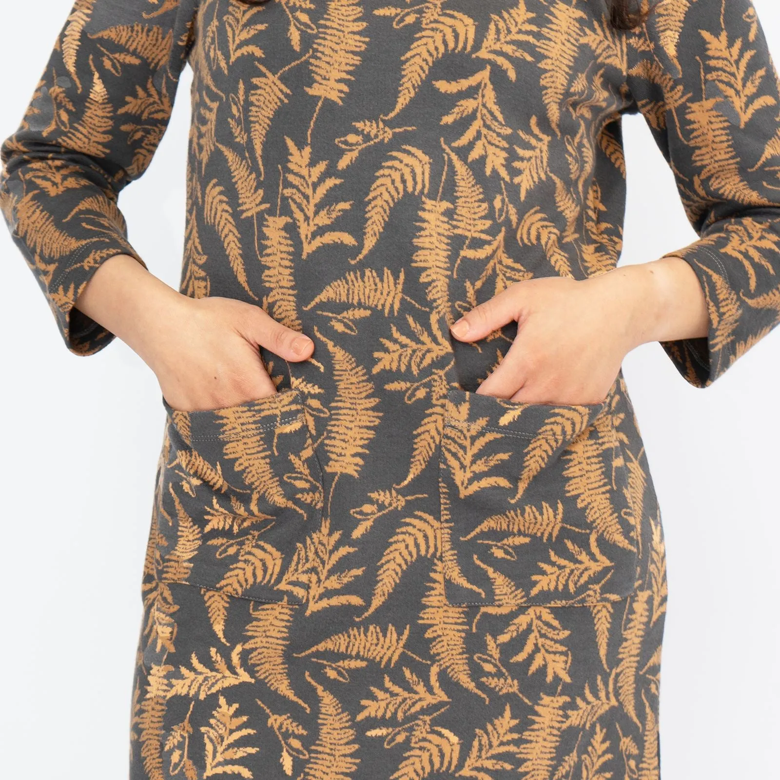 White Stuff Willow Grey Leaves Dress