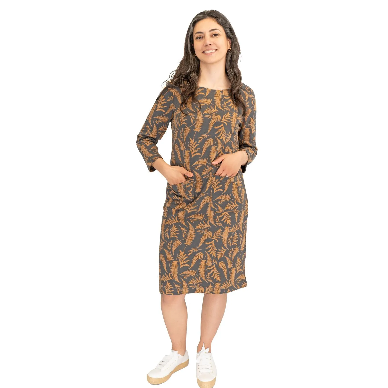 White Stuff Willow Grey Leaves Dress