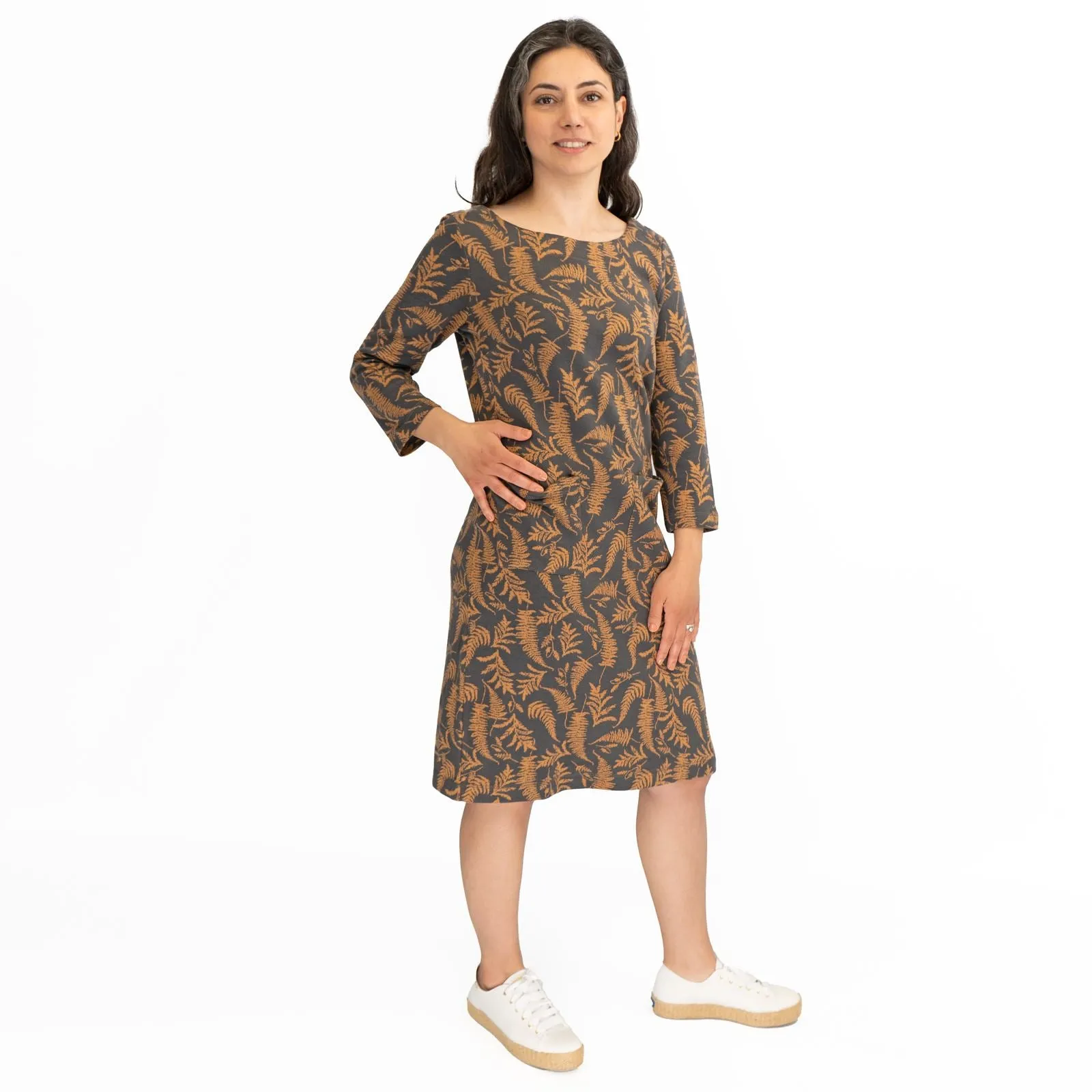 White Stuff Willow Grey Leaves Dress