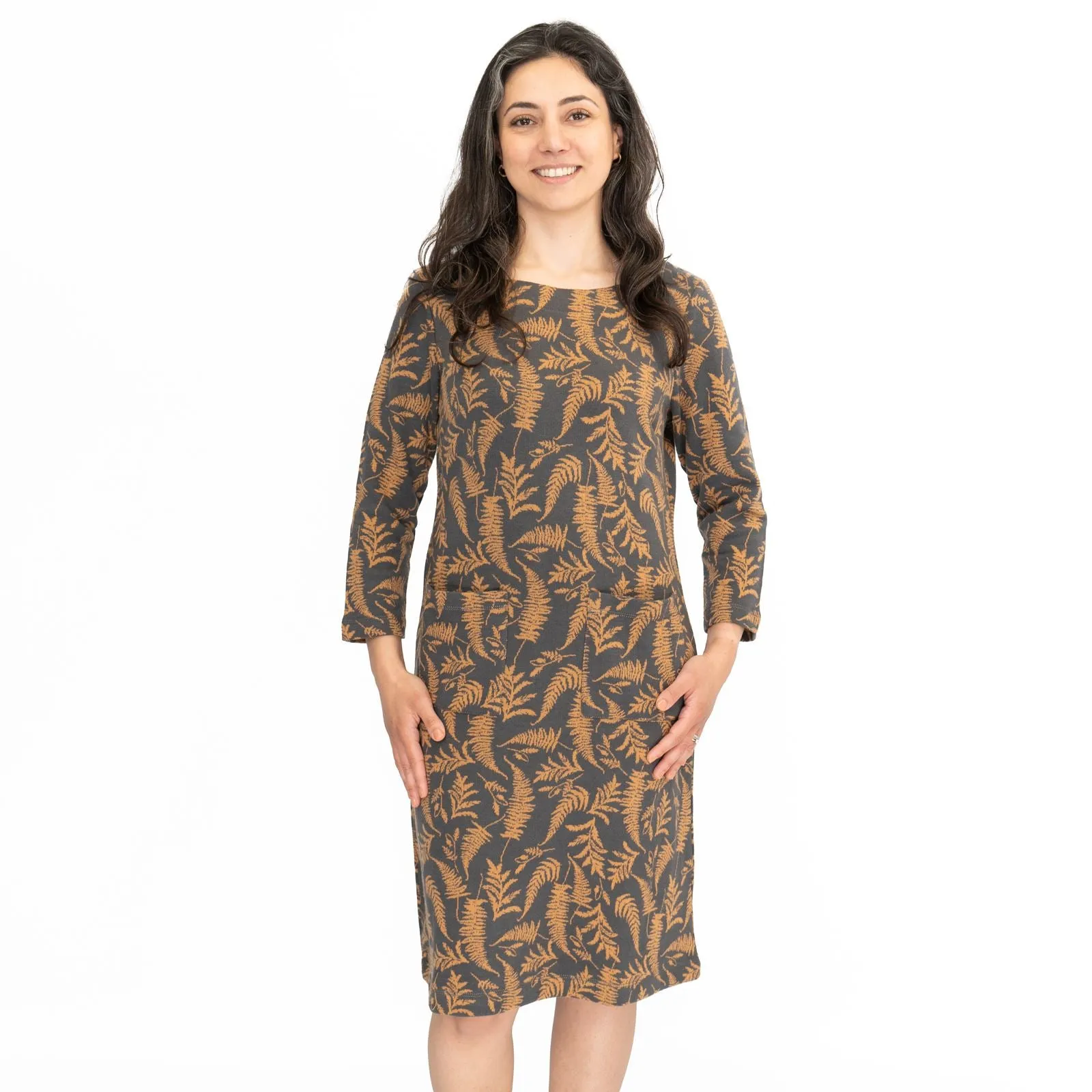 White Stuff Willow Grey Leaves Dress
