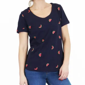 White Stuff Womens Watermelon Blue T-Shirt Summer Short Sleeve
