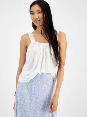 Women's Crochet Knit Tank Top,Ivory