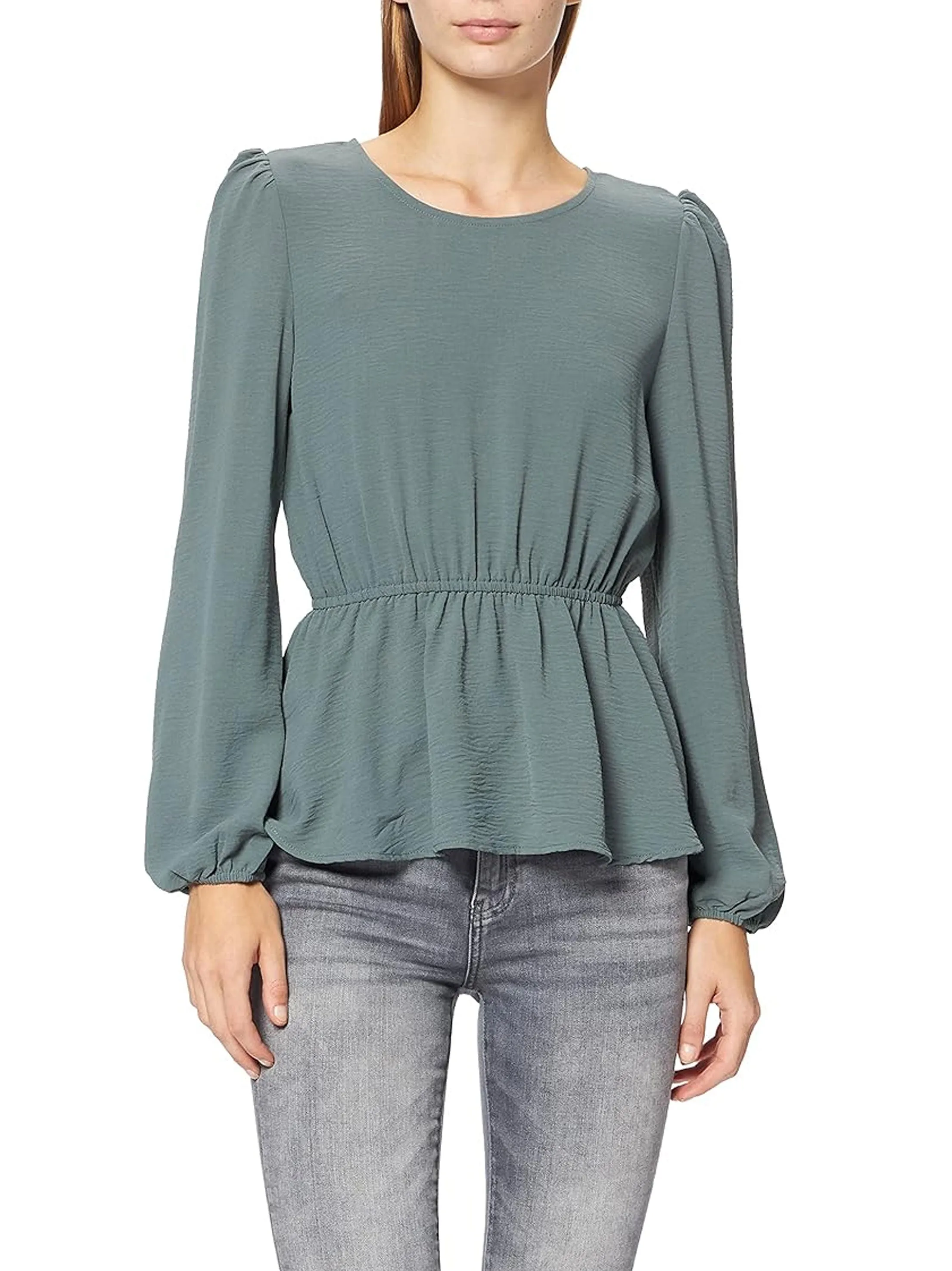 Women's Plain Peplum Top,Teal