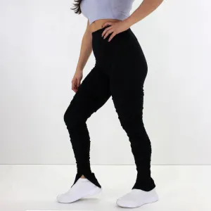 Women's Ruched Leggings,Black