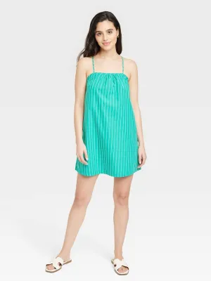 Women's Striped Shift Dress,Green