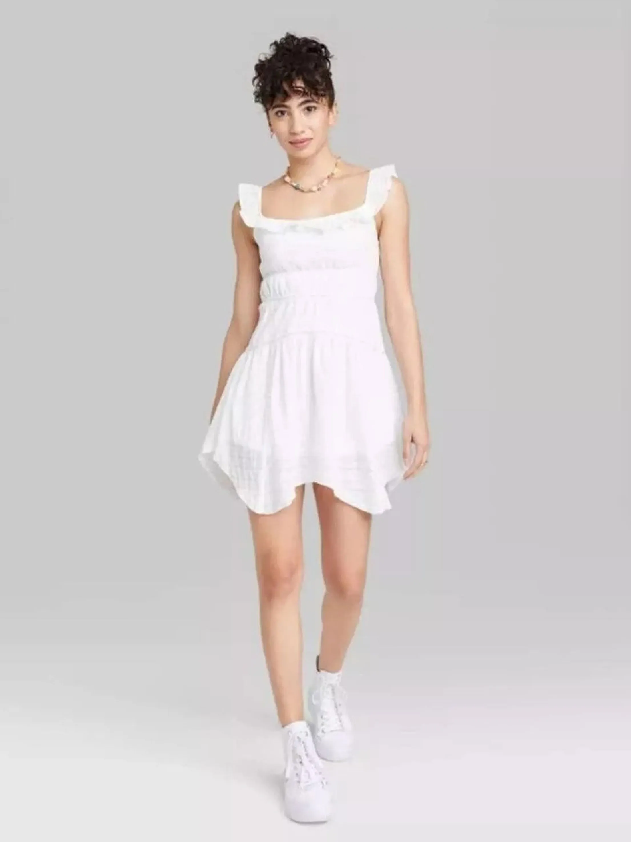 Women's Textured Dress,White