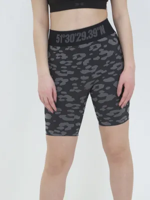 Women's Tiger Printed Bike Short,Dark Grey